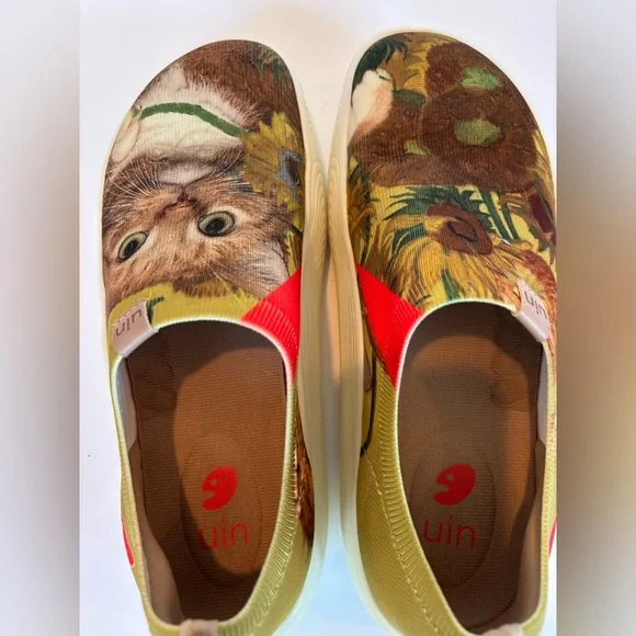 UIN Women's Cat Print Slip-On Shoes - Multicolor - Picture 4 of 11